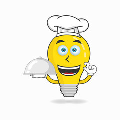 The Bulb mascot character becomes a chef. vector illustration