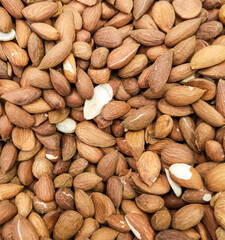 Close up of almond nuts as abstract background.