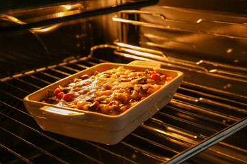 Cooking of rice casserole in oven
