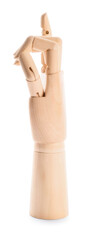 Wooden hand on white background
