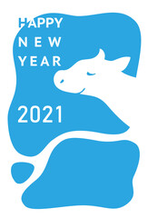 年賀状のテンプレート素材（2021年・丑年）