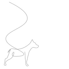 Dog silhouette line drawing on white background. Vector illustration