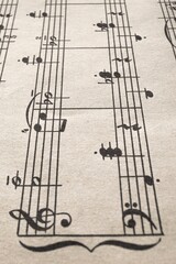 Music Notes on Staves Close-Up