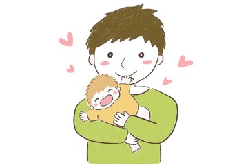 ニコニコ笑顔の赤ちゃんとパパ
