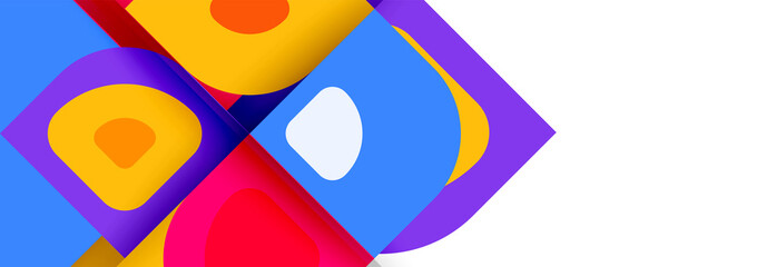 Set of vector modern geometric abstract backgrounds with repeating abstract round shapes patterns and shadow effects