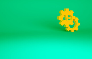 Orange Advertising icon isolated on green background. Concept of marketing and promotion process. Responsive ads. Social media advertising. Minimalism concept. 3d illustration 3D render.