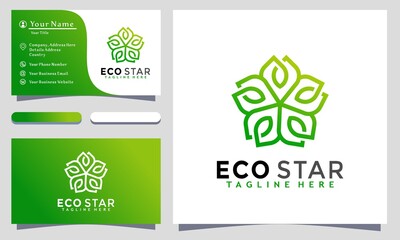 Modern Eco Star Leaves Logo Design and template. Nature icon vector business card