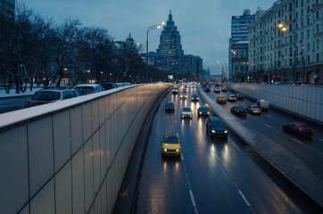 Evening on Sadovo-Triumfalnaya street