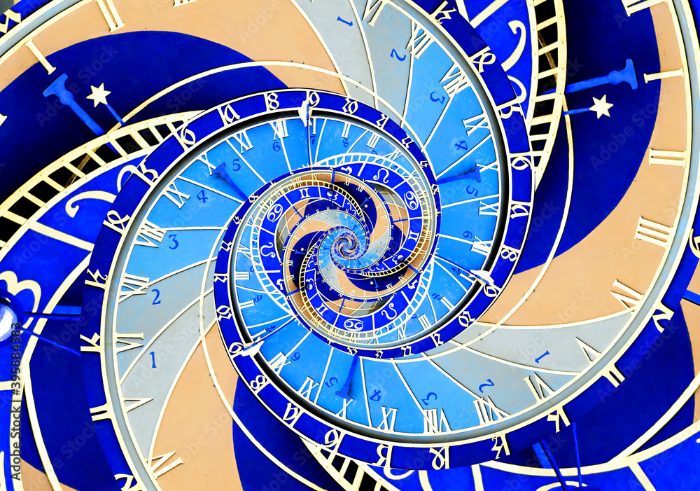 Wall mural abstract ancient zodiac clock. abstract astronomical clock.