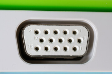 Computer SVGA - VGA connector and port with pin numbering for graphics accelerator - video adapter. Modern technologies