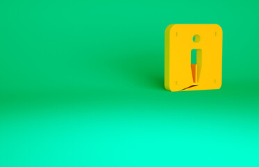 Orange Male toilet icon isolated on green background. WC sign. Washroom. Minimalism concept. 3d illustration 3D render.