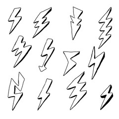 thunder doodle of hand drawn isolated on white background - 395885956