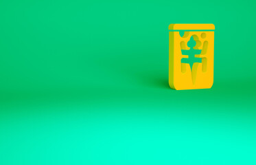 Orange Experimental animal icon isolated on green background. Minimalism concept. 3d illustration 3D render.
