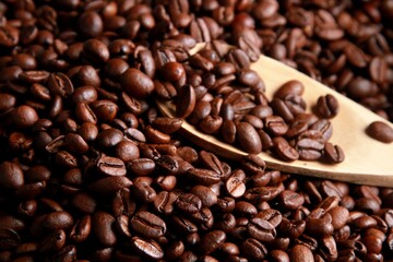Coffee beans with a scoop