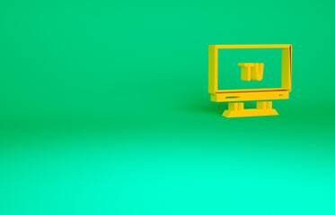 Orange Smart Tv icon isolated on green background. Television sign. Minimalism concept. 3d illustration 3D render.