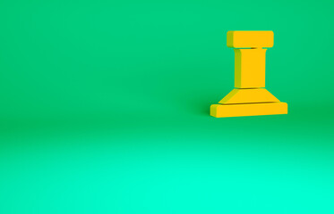 Orange Stamp icon isolated on green background. Minimalism concept. 3d illustration 3D render.