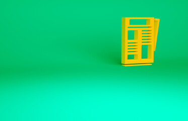 Orange News icon isolated on green background. Newspaper sign. Mass media symbol. Minimalism concept. 3d illustration 3D render.