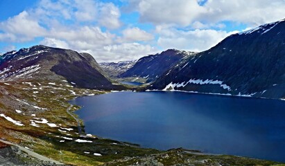 Fototapeta na wymiar Norway-view on the lake Djupvatnet and its surroundngs