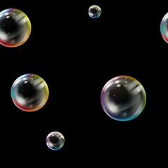 Seamless Pattern with colored bubbles