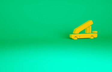 Orange Passenger ladder for plane boarding icon isolated on green background. Airport stair travel. Minimalism concept. 3d illustration 3D render.