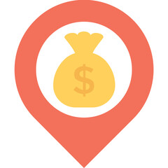 
Bank Location Flat Vector Icon
