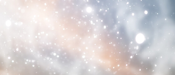 blue snowfall bokeh background, abstract snowflake background on blurred abstract blue