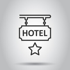 Hotel 1 star sign icon in flat style. Inn vector illustration on white isolated background. Hostel room information business concept.