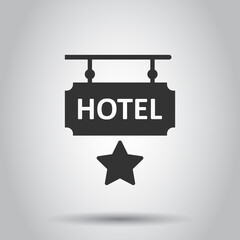 Hotel 1 star sign icon in flat style. Inn vector illustration on white isolated background. Hostel room information business concept.