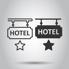 Hotel 1 star sign icon in flat style. Inn vector illustration on white isolated background. Hostel room information business concept.