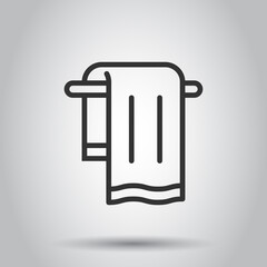 Bathroom towel icon in flat style. Washcloth vector illustration on white isolated background. Hygiene wiping business concept.