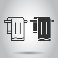 Bathroom towel icon in flat style. Washcloth vector illustration on white isolated background. Hygiene wiping business concept.