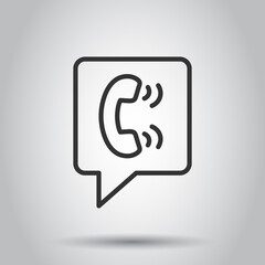 Mobile phone icon in flat style. Telephone talk vector illustration on white isolated background. Hotline contact business concept.