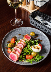 tuna steak with fresh salad