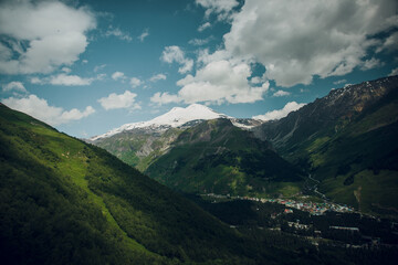 mount Elbrus on the horizon on a clear Sunny day