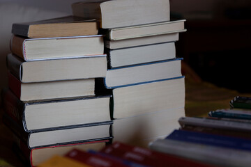 book stack close up, educational learning