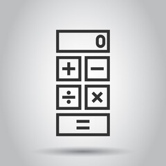 Calculator icon in flat style. Calculate vector illustration on white isolated background. Calculation business concept.