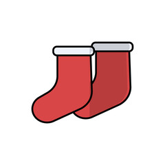 Christmas Socks Icon Vector Flat Background
