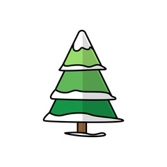 Christmas Tree Icon Vector Flat Background