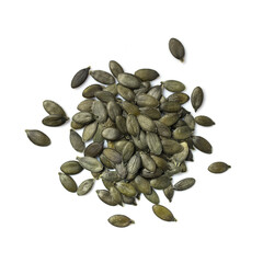 Peeled pumpkin seeds isolated on white