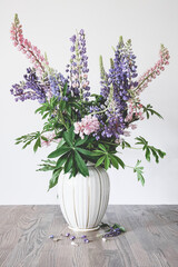 Lupins in a vase. 