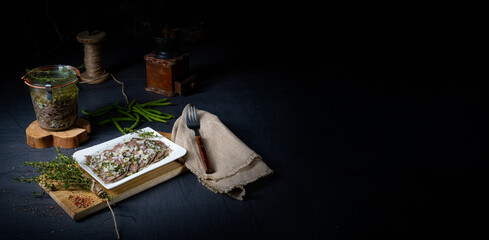 Delicious cold beef with vinaigrette