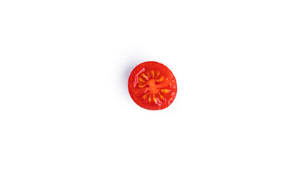 Chopped tomatoes on a white background. . High quality photo