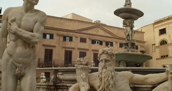 View of Pretoria fountain in Palermo,  the most monumental fountain of Palermo