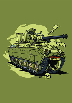 Vector illustration tank monster, high quality colored design with fun concept, made from original sketch and digitalize using corel draw, photoshop, adobe illustrator. Available in CDR. Ai. EPS.