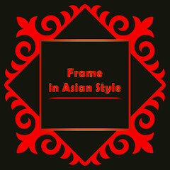 Decorative Square Frame. Template for your design. Ornamental elements and motifs of Kazakh, Kyrgyz, Uzbek, national Asian decor for  pillow, packaging, boxes, banner and print design. Vector.