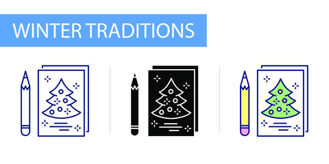 icons set, Hygge, greeting card