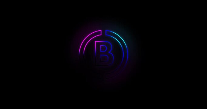 Letter B logo Blue and pink neon light effect 4k footage
