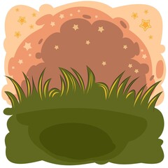 Landscape background. Cartoon flat style. In the form of soft rounded clouds. The composition is in square proportion. Isolated over white background. Illustration vector