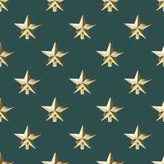 Obraz premium Isolated top of a Christmas tree in the form of a star on a green background. Seamless pattern.