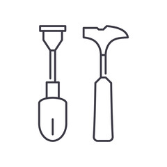 Garden shovel icon, linear isolated illustration, thin line vector, web design sign, outline concept symbol with editable stroke on white background.